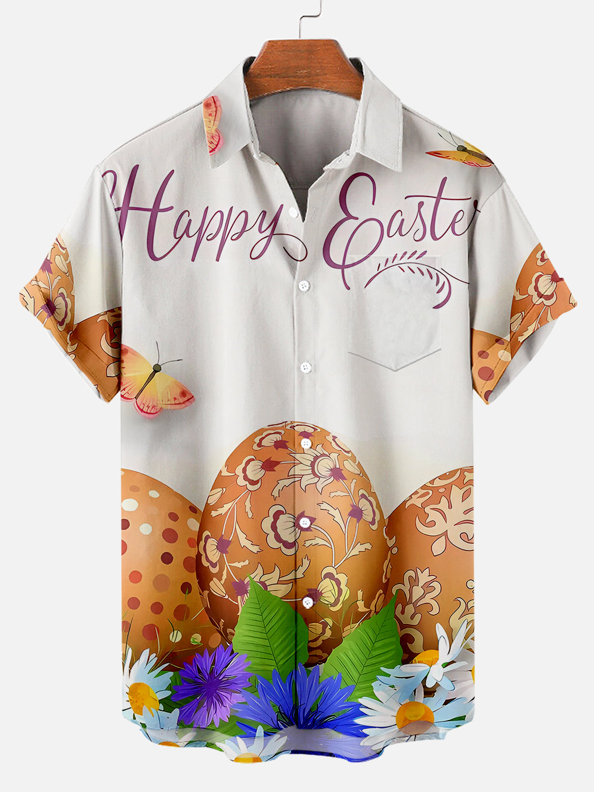 Men's Easter Egg Pattern Short Sleeve Shirt Summer Everest