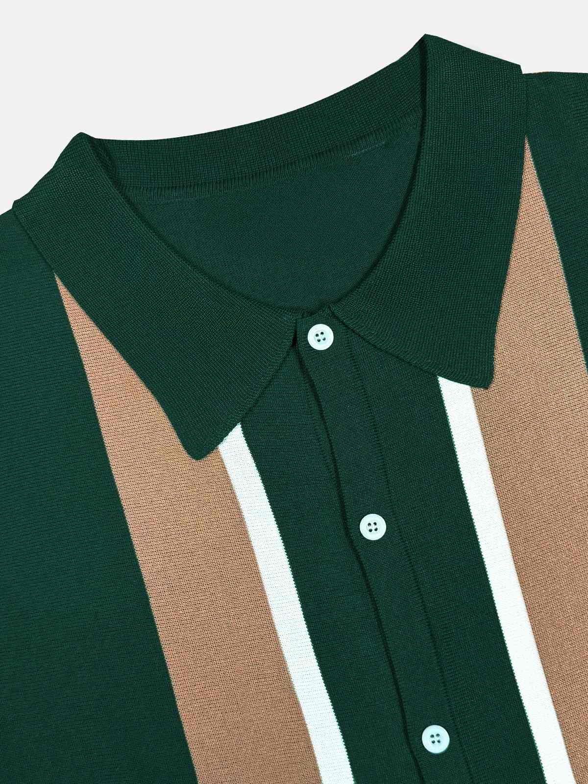 Men's Retro Panel Short Sleeve Knit Shirt Eleven Oasis
