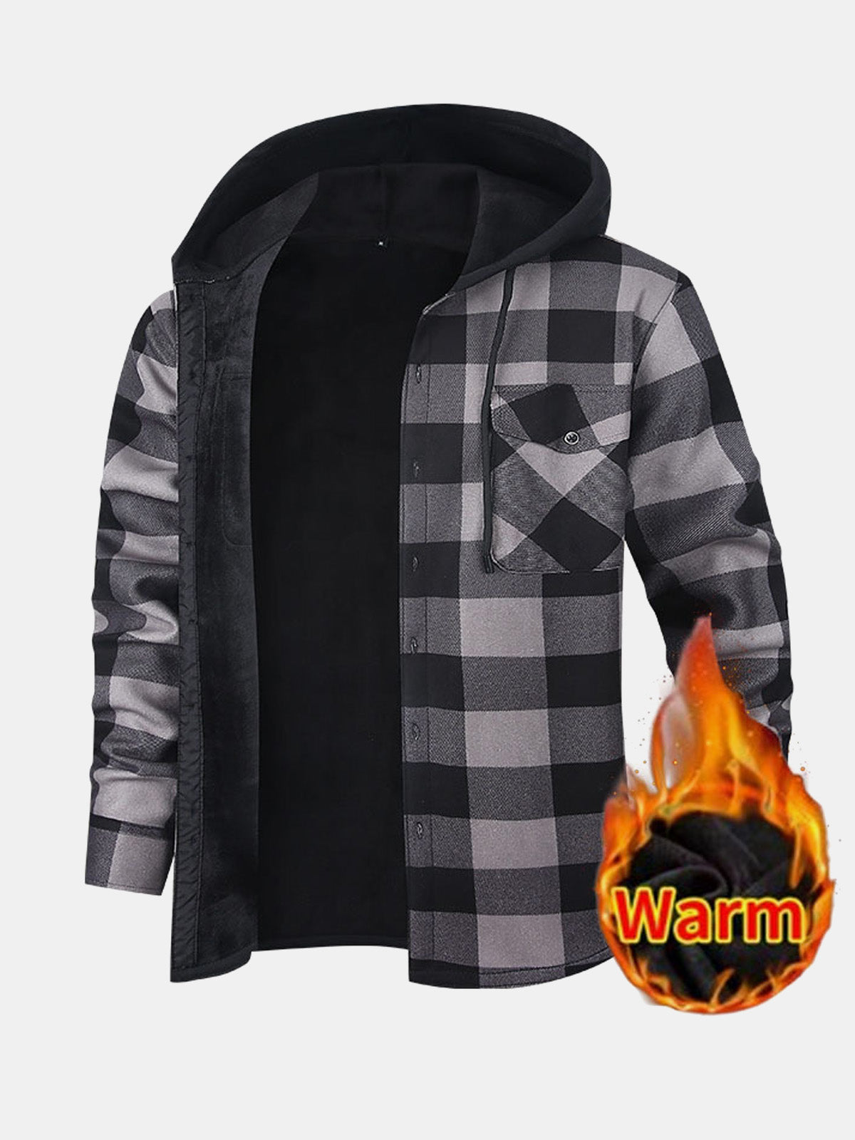 Men's Hooded Fleece Lined Flannel Shirt Jacket Eleven Oasis