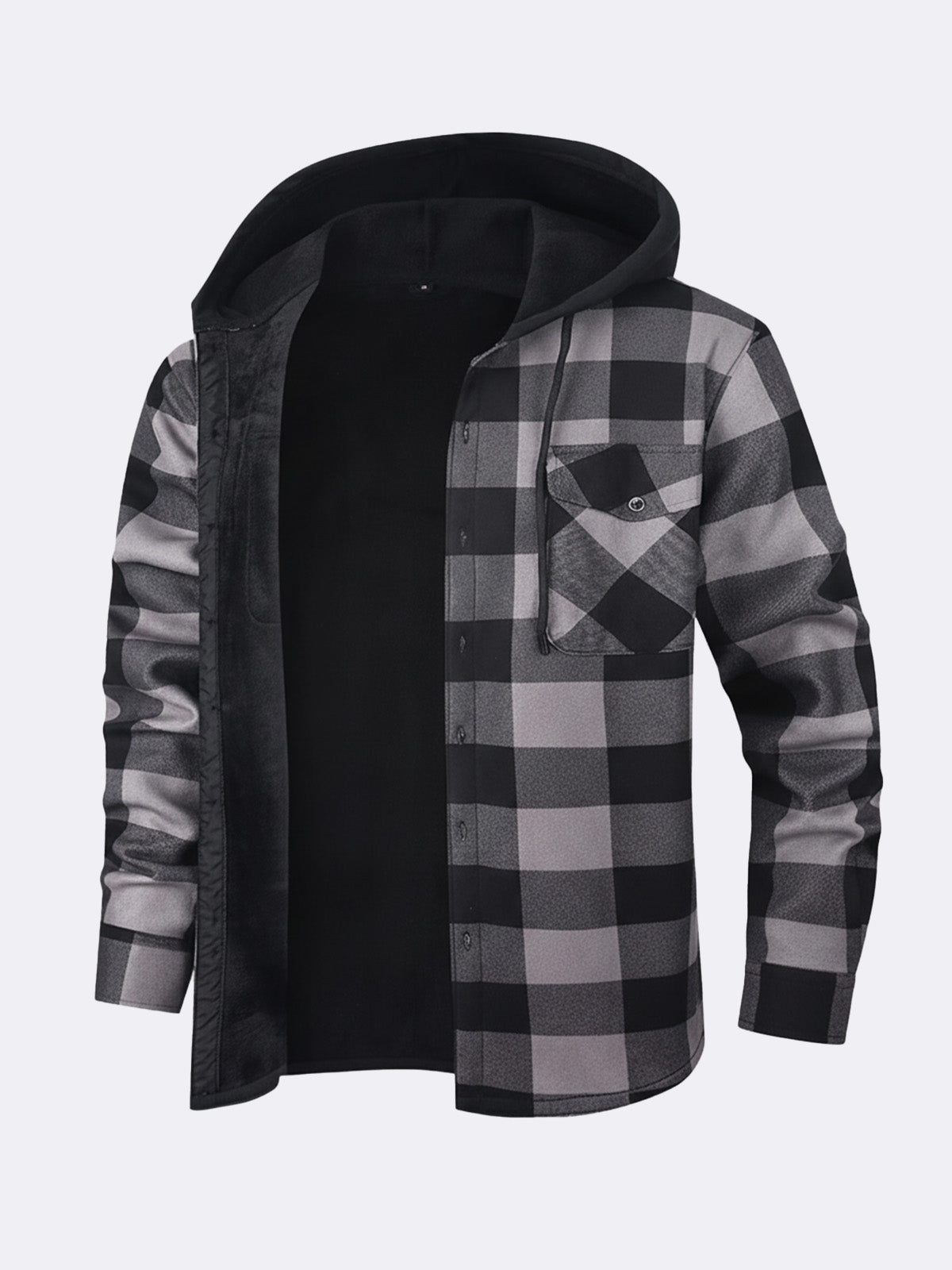 Men's Hooded Fleece Lined Flannel Shirt Jacket ElevenOasis