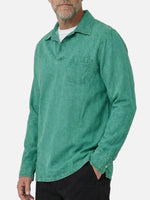Men's Washed Long Sleeve Henley Shirt ElevenOasis