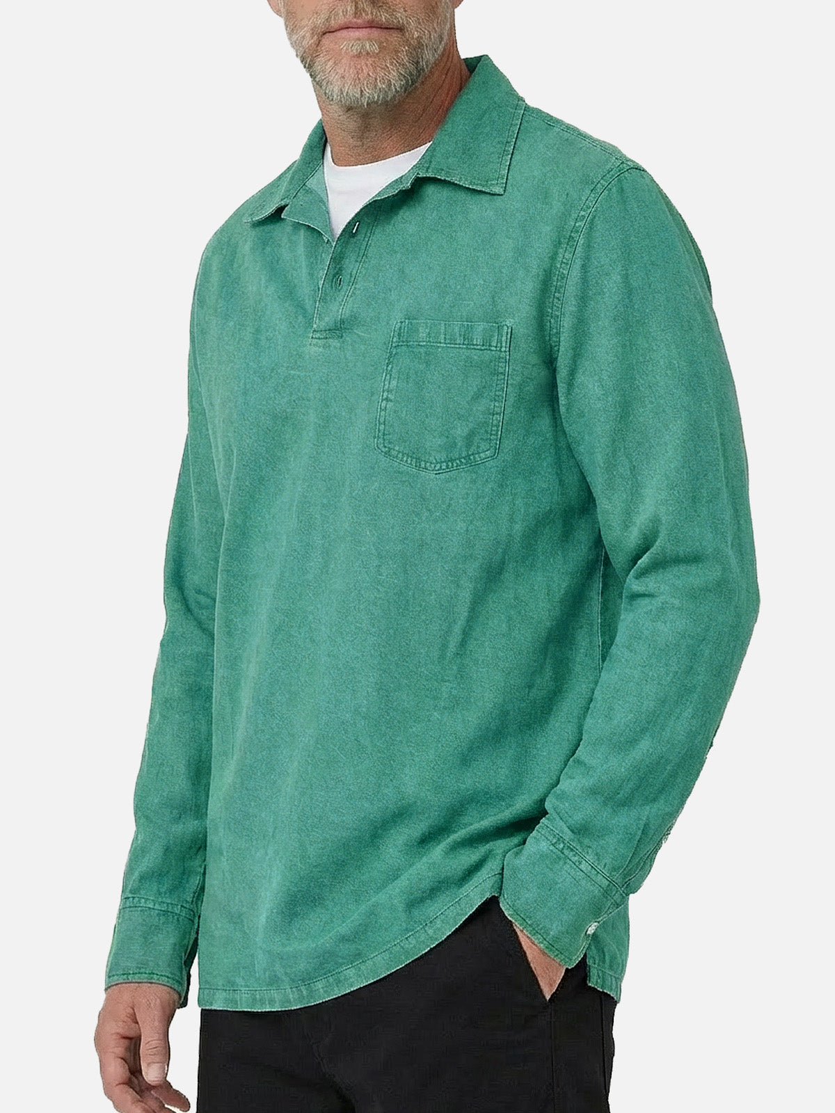 Men's Washed Long Sleeve Henley Shirt ElevenOasis