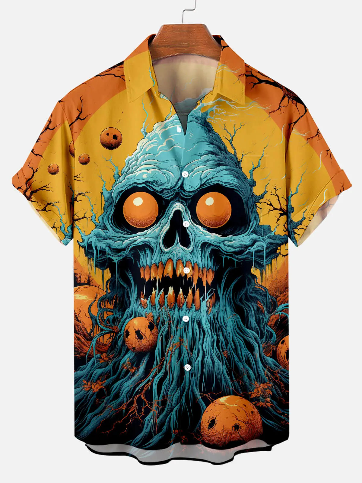 Men's Rooted Nightmare Pumpkin Halloween Short Sleeve Shirt Summer Everest