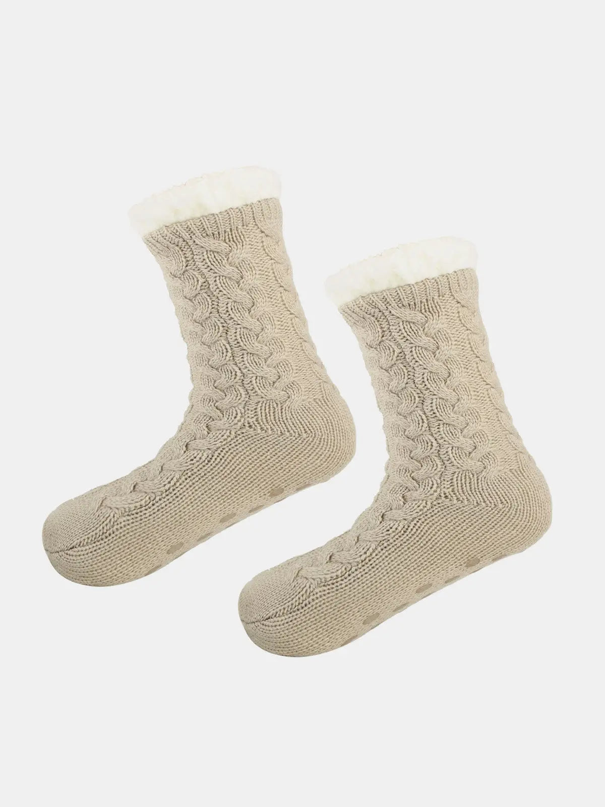 Cable Knit Sherpa-Lined Slipper Socks ElevenOasis