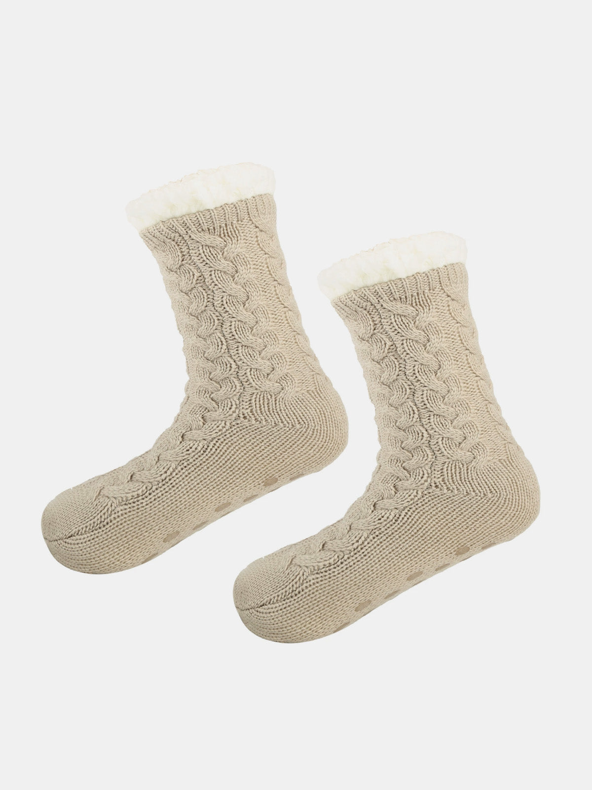 Cable Knit Sherpa-Lined Slipper Socks Eleven Oasis