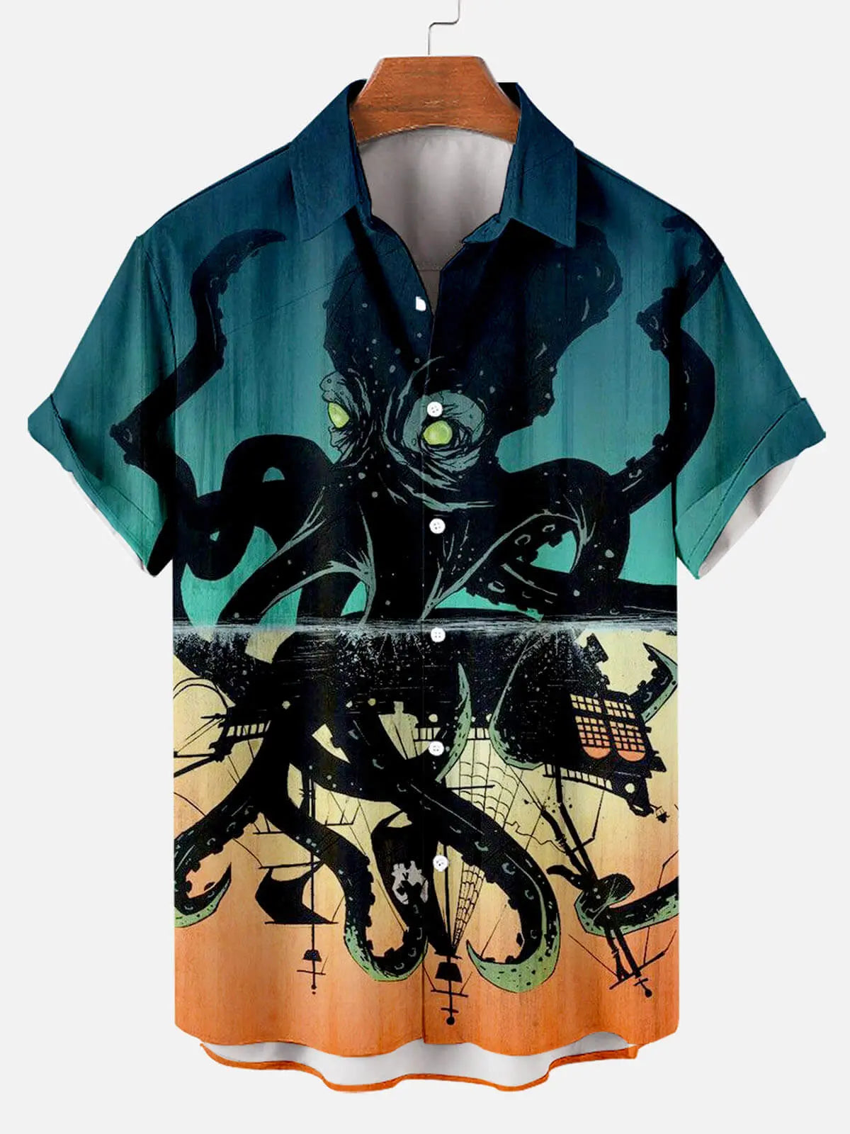Nautical Octopus Short Sleeve ShirtMens short sleeve shirts Big and tall Mens shirts Short sleeve shirts for men Mens 4xl shirts Casual short sleeve shirts
