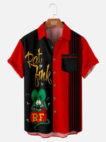 Men's Automotive Stripe Rat Fink Short Sleeve Shirt ElevenOasis