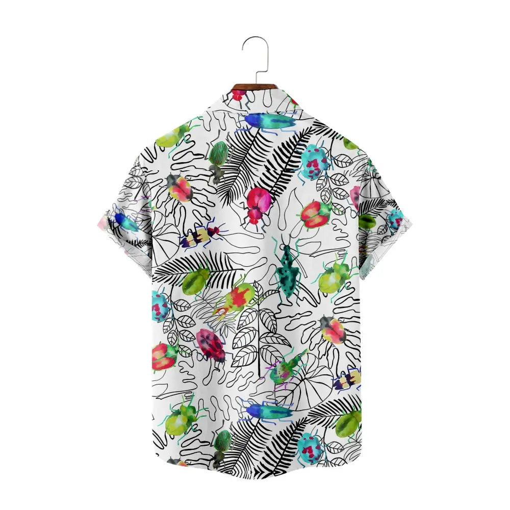 Men's Floral Colorful Insects Bugs Print Short Sleeve ShirtMens short sleeve shirts Big and tall Mens shirts Short sleeve shirts for men Mens 4xl shirts Casual short sleeve shirts