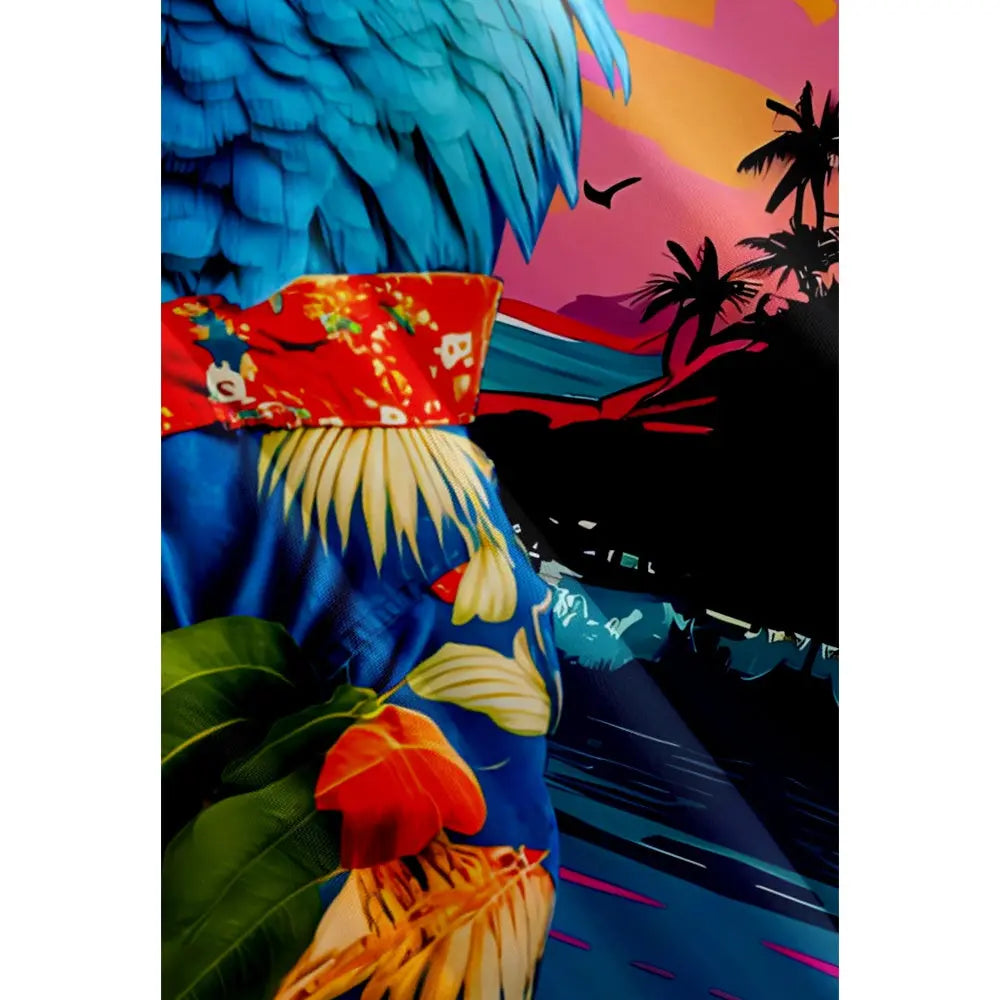 Men's Retro Parrot Palm Beach Vacation Vibes Short Sleeve ShirtMens short sleeve shirts Big and tall Mens shirts Short sleeve shirts for men Mens 4xl shirts Casual short sleeve shirts