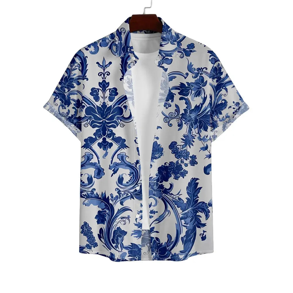 Men's Floral Printed Button Up Casual Short Sleeve ShirtMens short sleeve shirts Big and tall Mens shirts Short sleeve shirts for men Mens 4xl shirts Casual short sleeve shirts