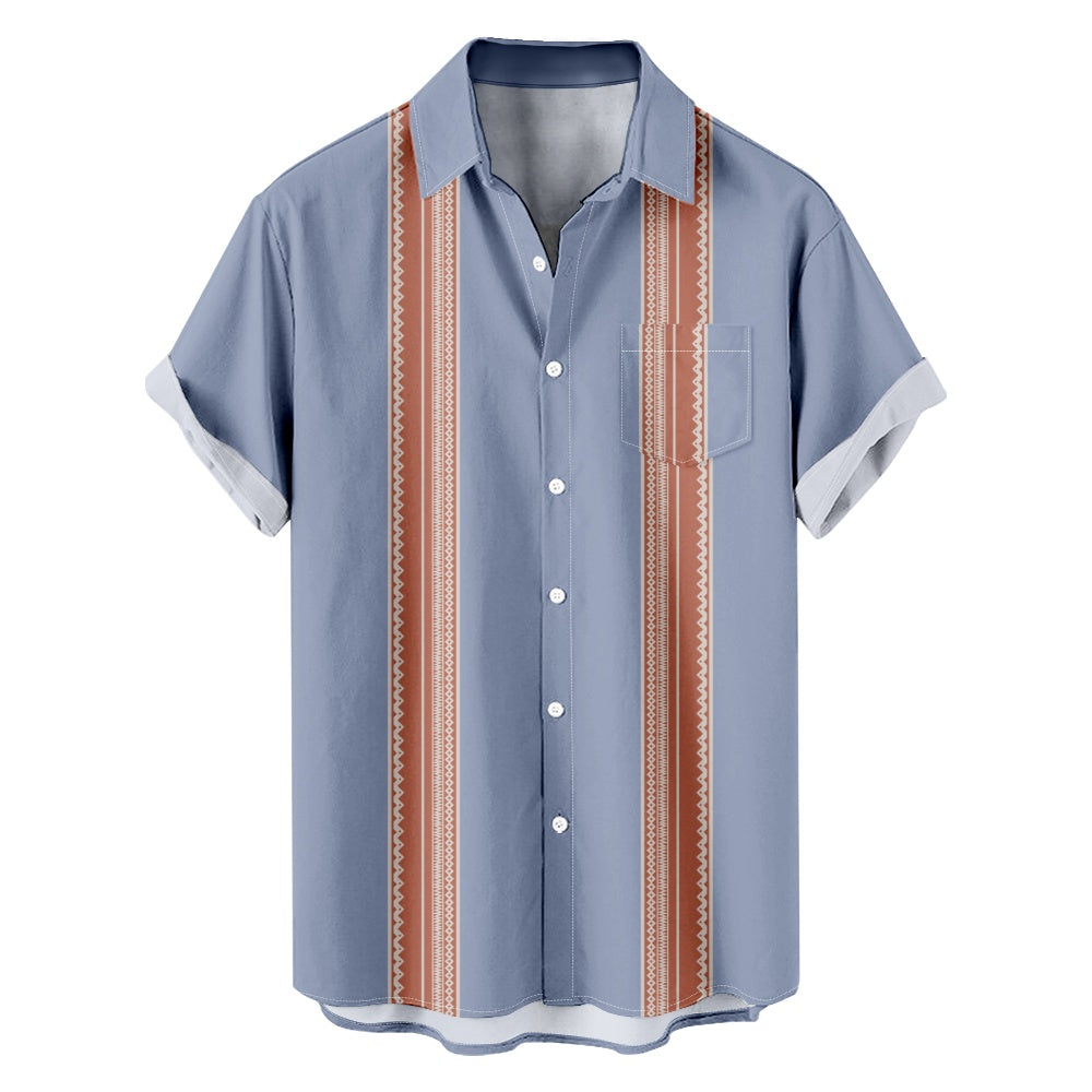 Men's Simple Pattern in Stripes Shirt with Chest Pocket Eleven Oasis