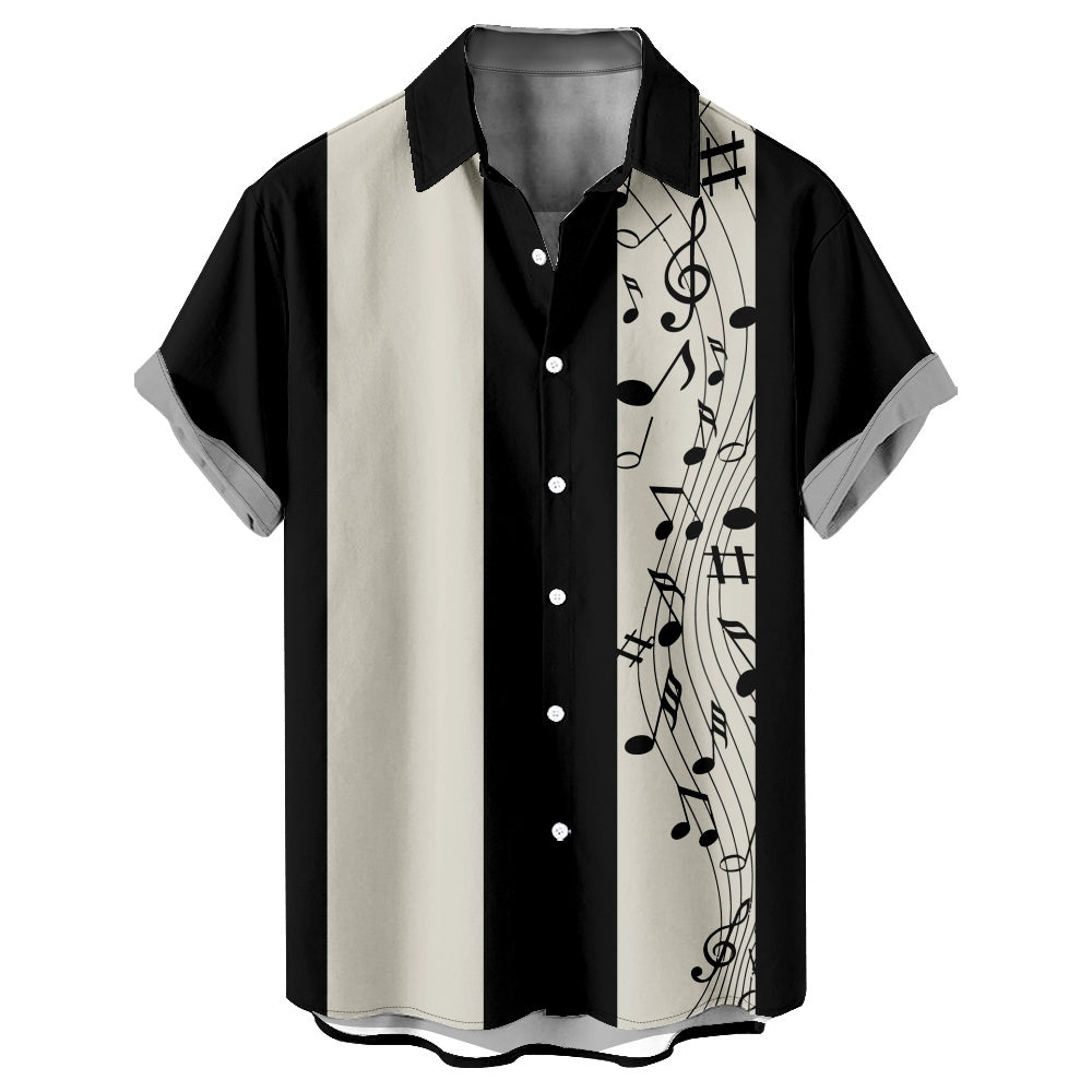 Men's Music Bowling Short Sleeve Shirt with Chest PocketMens short sleeve shirts Big and tall Mens shirts Short sleeve shirts for men Mens 4xl shirts Casual short sleeve shirts