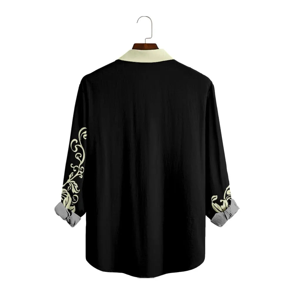 Men's Ornate Italian-Inspired Pattern Long Sleeve Shirt with Chest PocketMens short sleeve shirts Big and tall Mens shirts Short sleeve shirts for men Mens 4xl shirts Casual short sleeve shirts