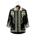 Men's Ornate Italian-Inspired Pattern Long Sleeve Shirt with Chest PocketMens short sleeve shirts Big and tall Mens shirts Short sleeve shirts for men Mens 4xl shirts Casual short sleeve shirts