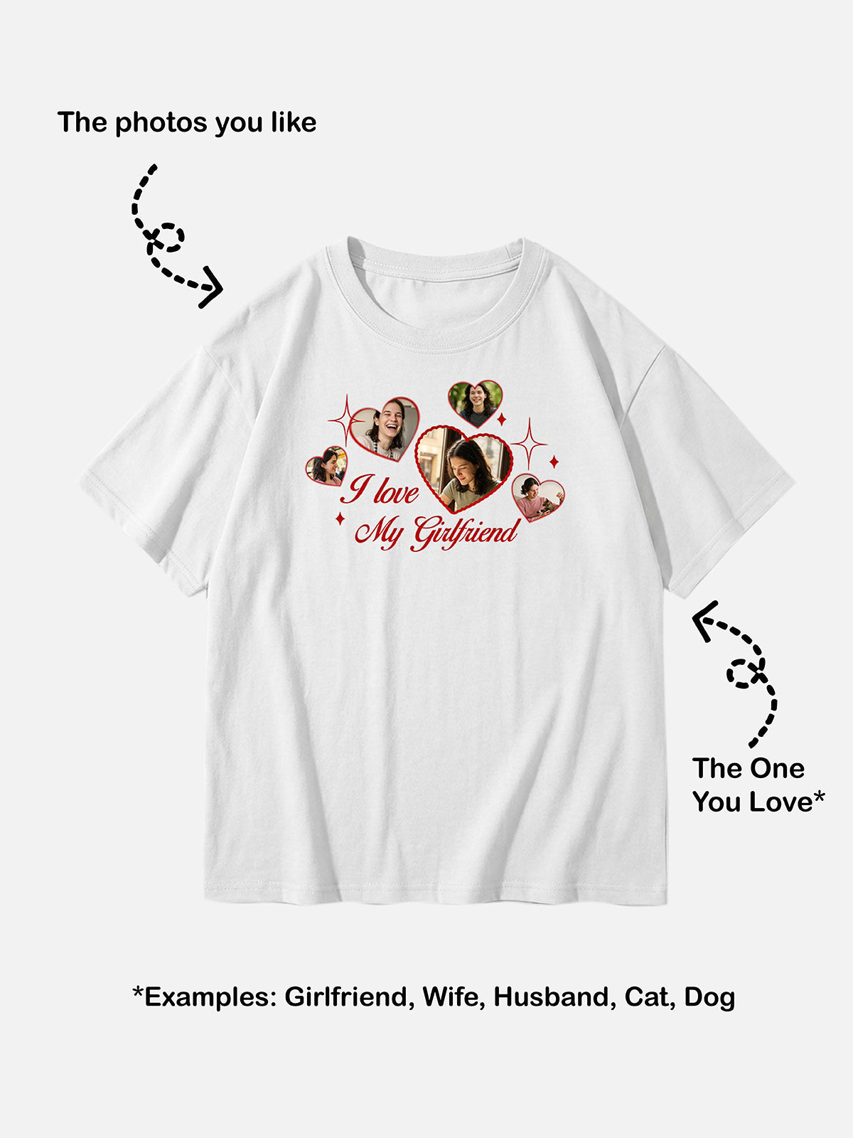 Custom Love Photo Cotton Short Sleeve T-Shirt Eleven Oasis