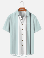 Men's Classic Striped Bowling Style Short Sleeve Shirt Eleven Oasis