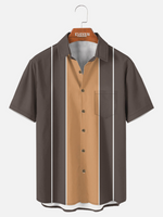 Men's Classic Striped Bowling Style Short Sleeve Shirt Eleven Oasis