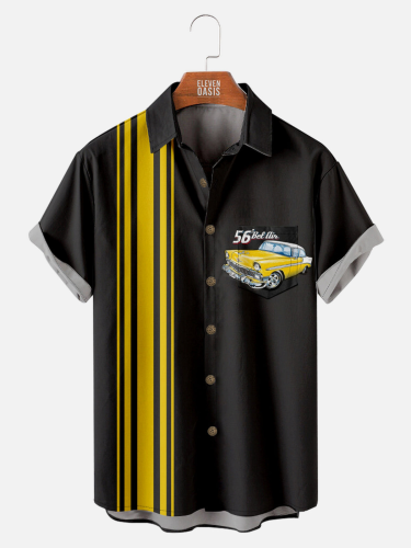 Men's 1956 Chevrolet Bel Air Racing Stripe Short Sleeve Shirt ElevenOasis