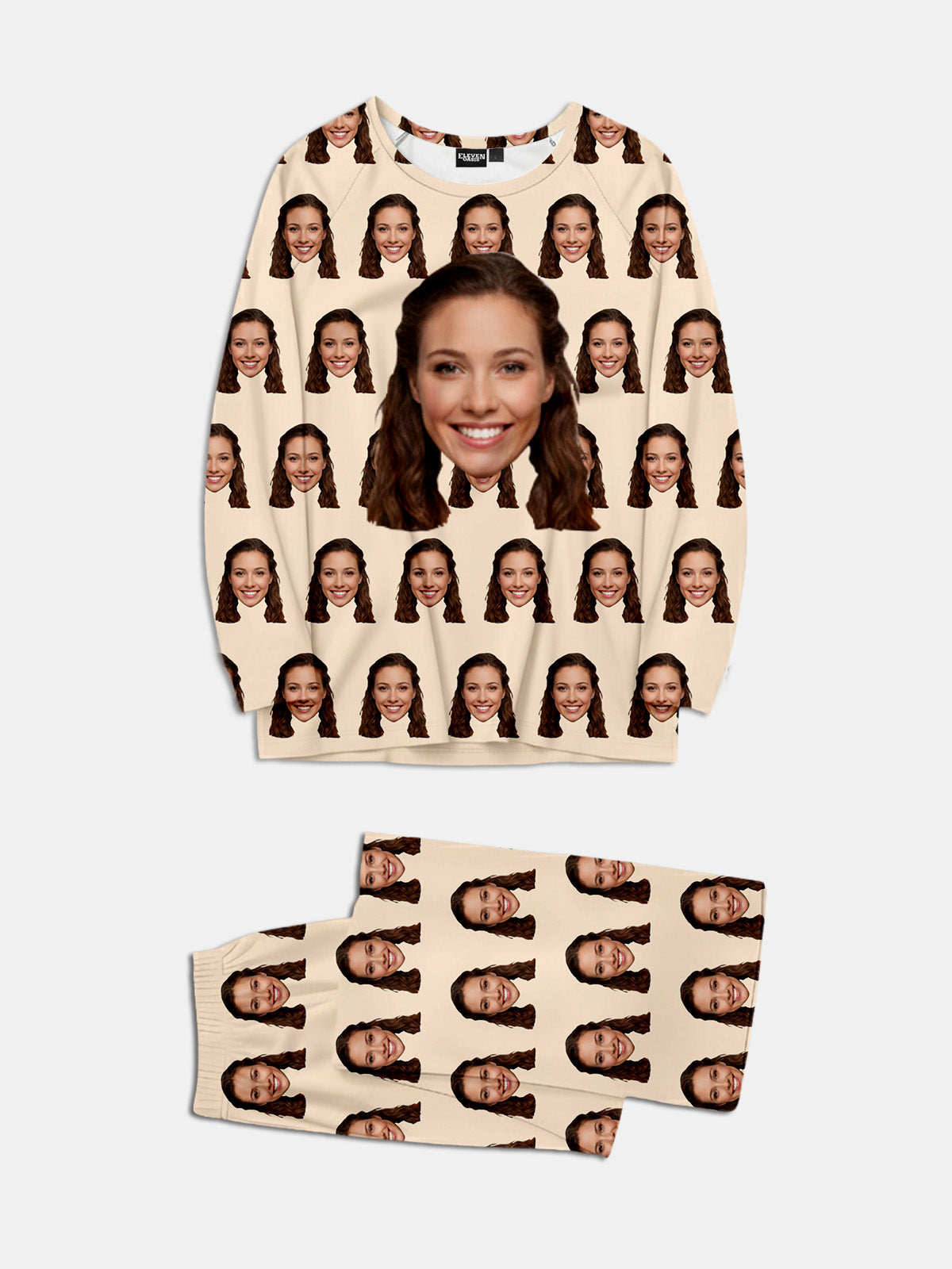 Custom Face Print Pajama Set Eleven Oasis