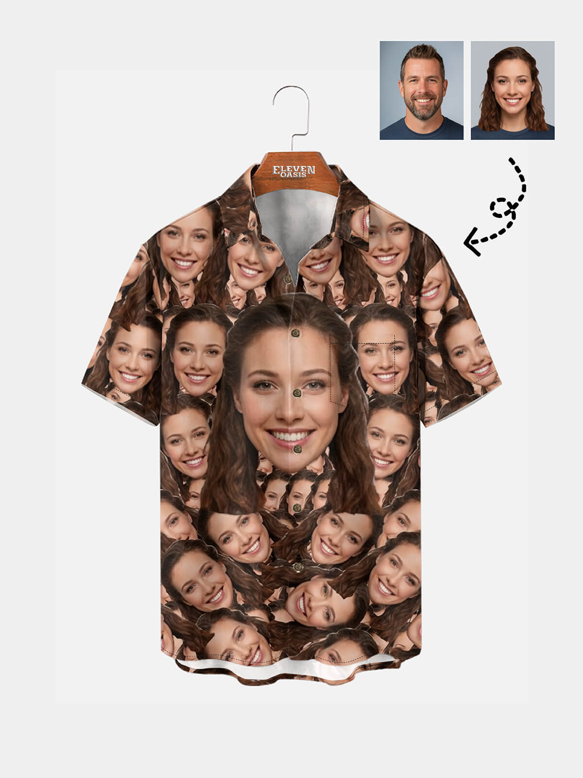 Men's Custom Face Print Short Sleeve Shirt Eleven Oasis