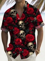 Men's Skulls and Roses Short Sleeve Shirt Eleven Oasis