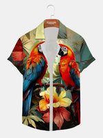 Men's Parrot Paradise Hawaiian Short Sleeve Shirt ElevenOasis