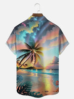 Men's Tropical Sunset Paradise Short Sleeve Shirt Eleven Oasis