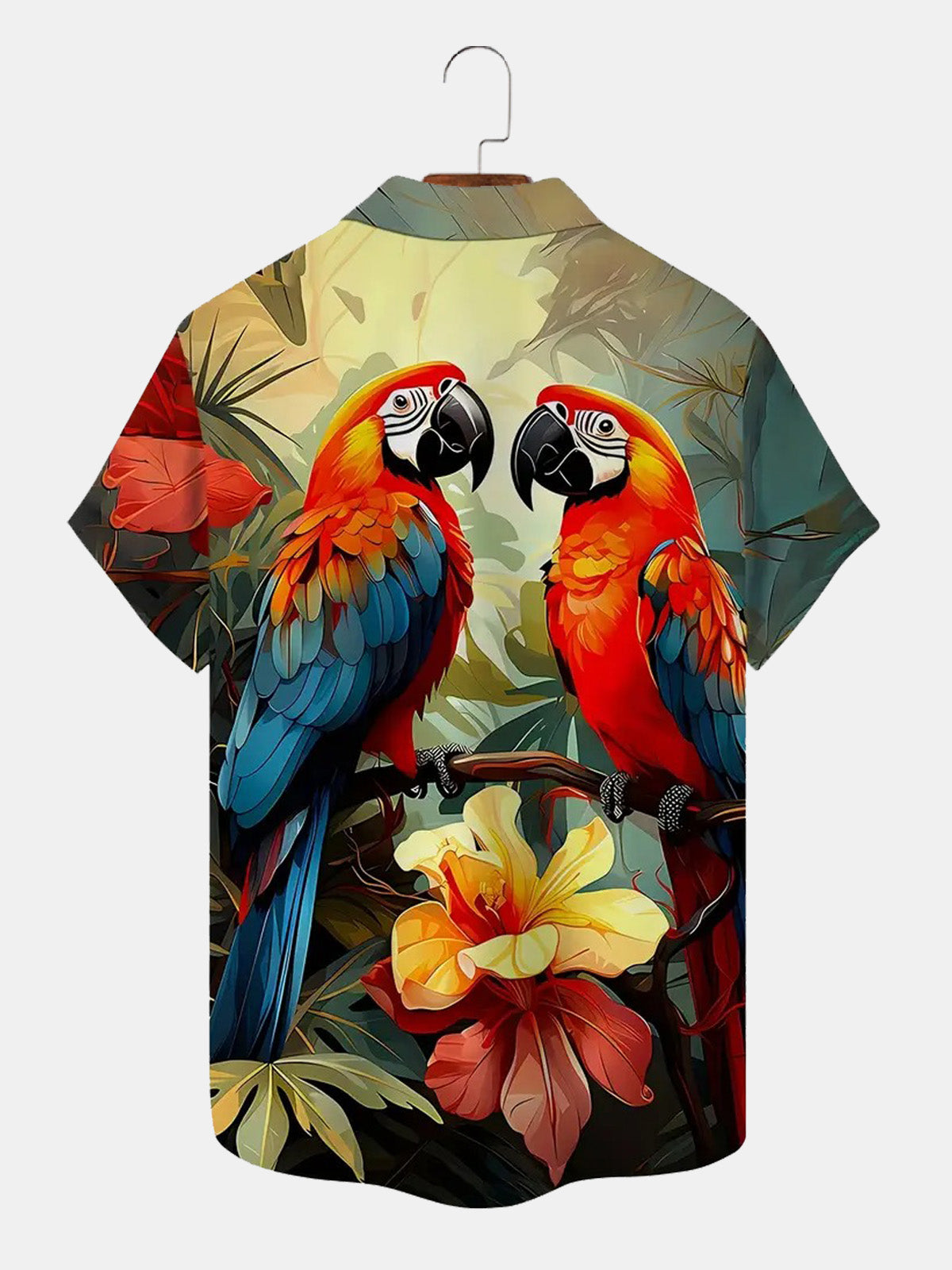 Men's Parrot Paradise Hawaiian Short Sleeve Shirt ElevenOasis