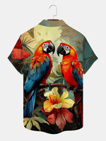 Men's Parrot Paradise Hawaiian Short Sleeve Shirt ElevenOasis