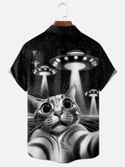 Men's UFO and Cat Short Sleeve Shirt ElevenOasis