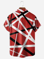 Tall Men's Abstract Geometric Red & Black Short Sleeve Shirt ElevenOasis