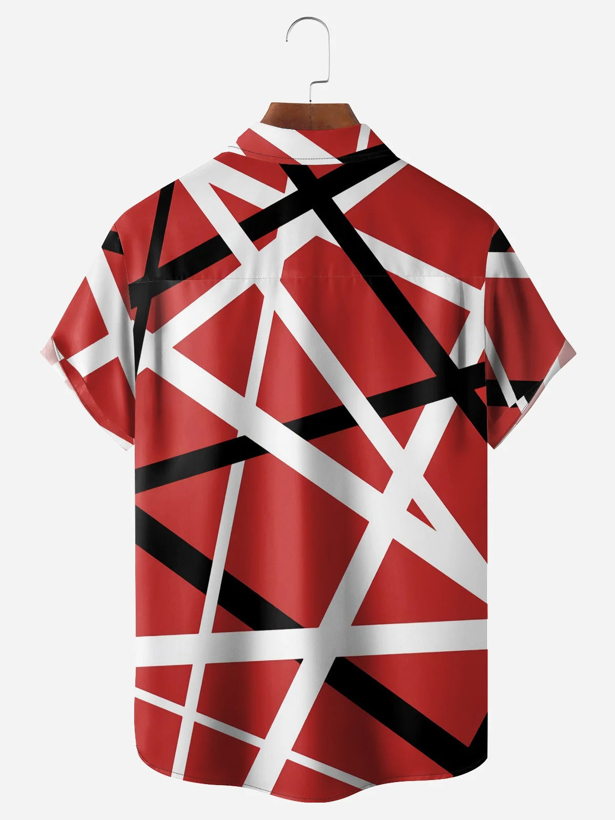 Tall Men's Abstract Geometric Red & Black Short Sleeve Shirt ElevenOasis