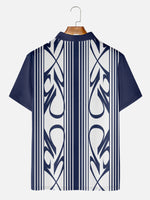 Men's Pinstripe Racing Panel Short Sleeve Polo Shirt ElevenOasis