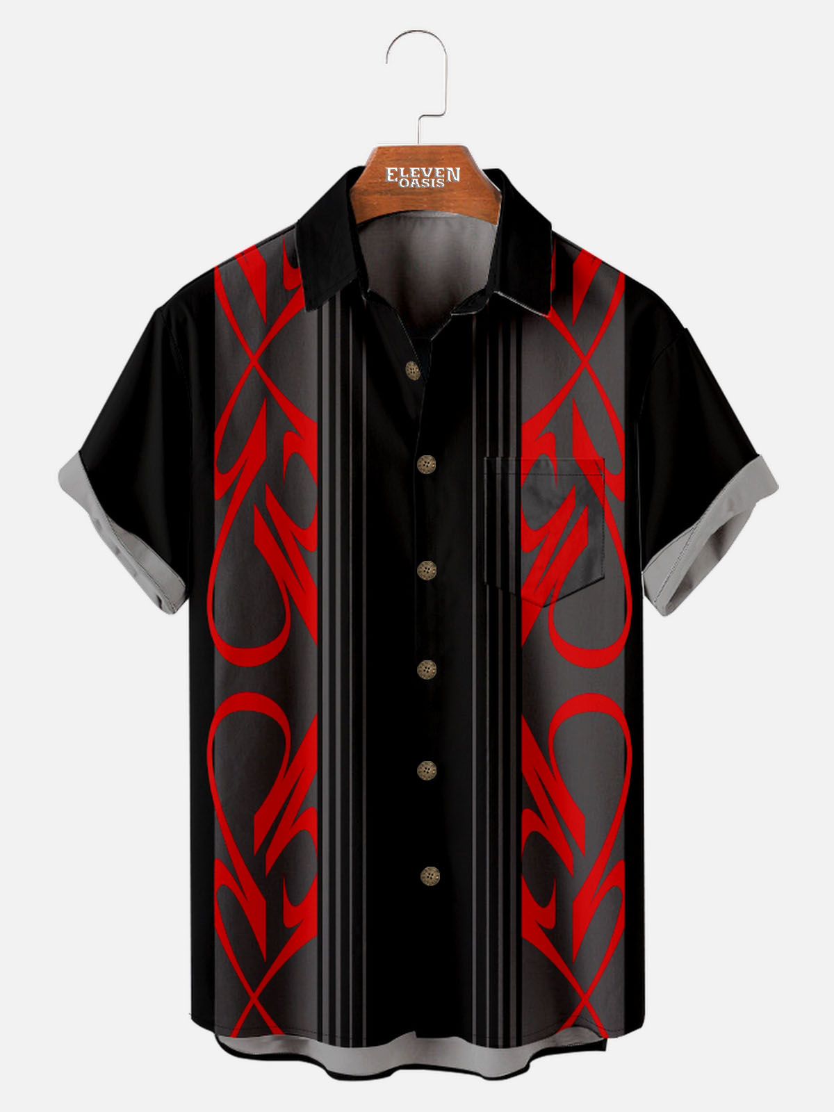 Men's Pinstripe Inspired Hot Rod Basic Every Day Short Sleeve Shirt ElevenOasis