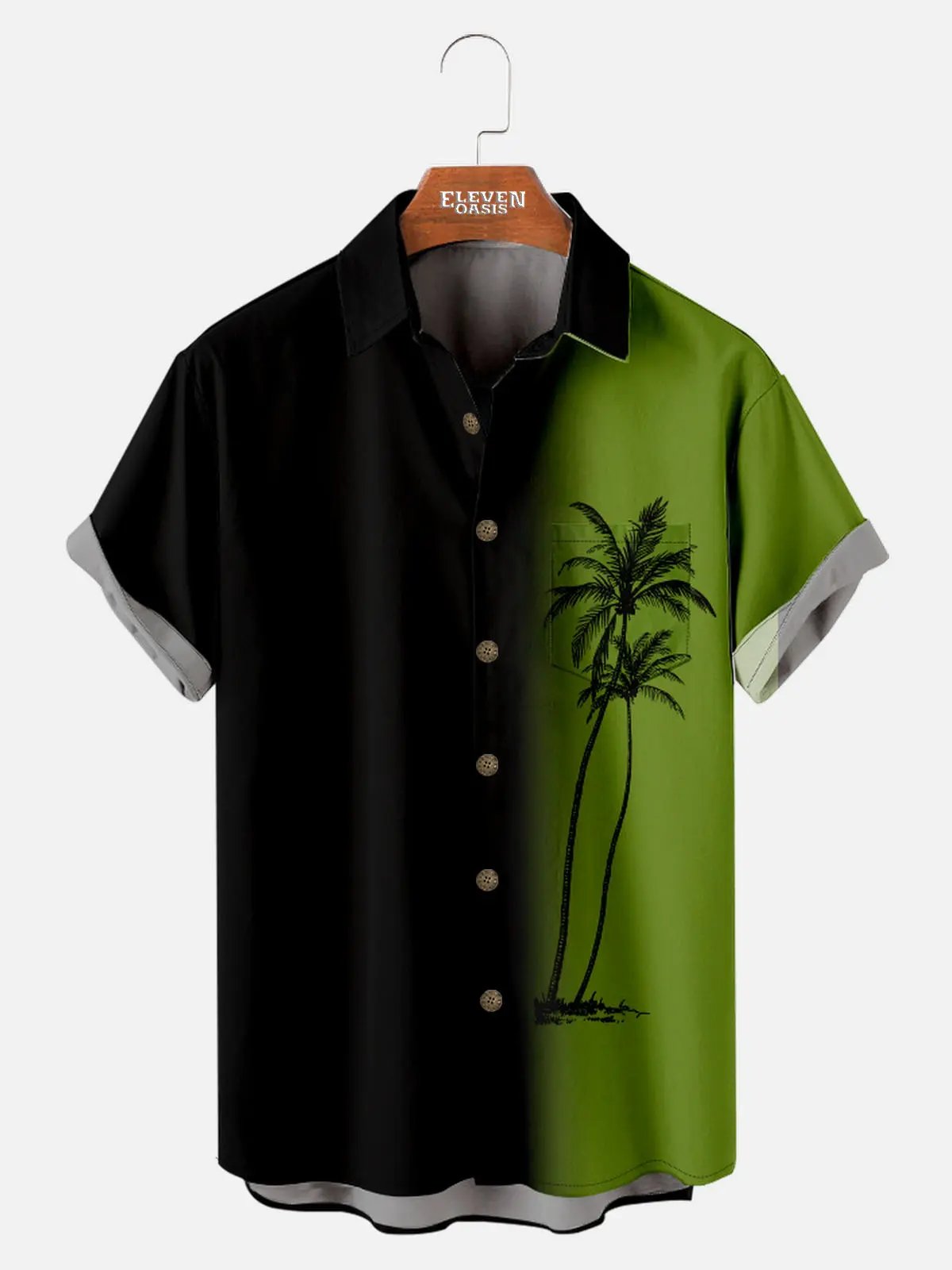 Tall Men's Gradient Palm Tree Hawaiian Short Sleeve Shirt ElevenOasis