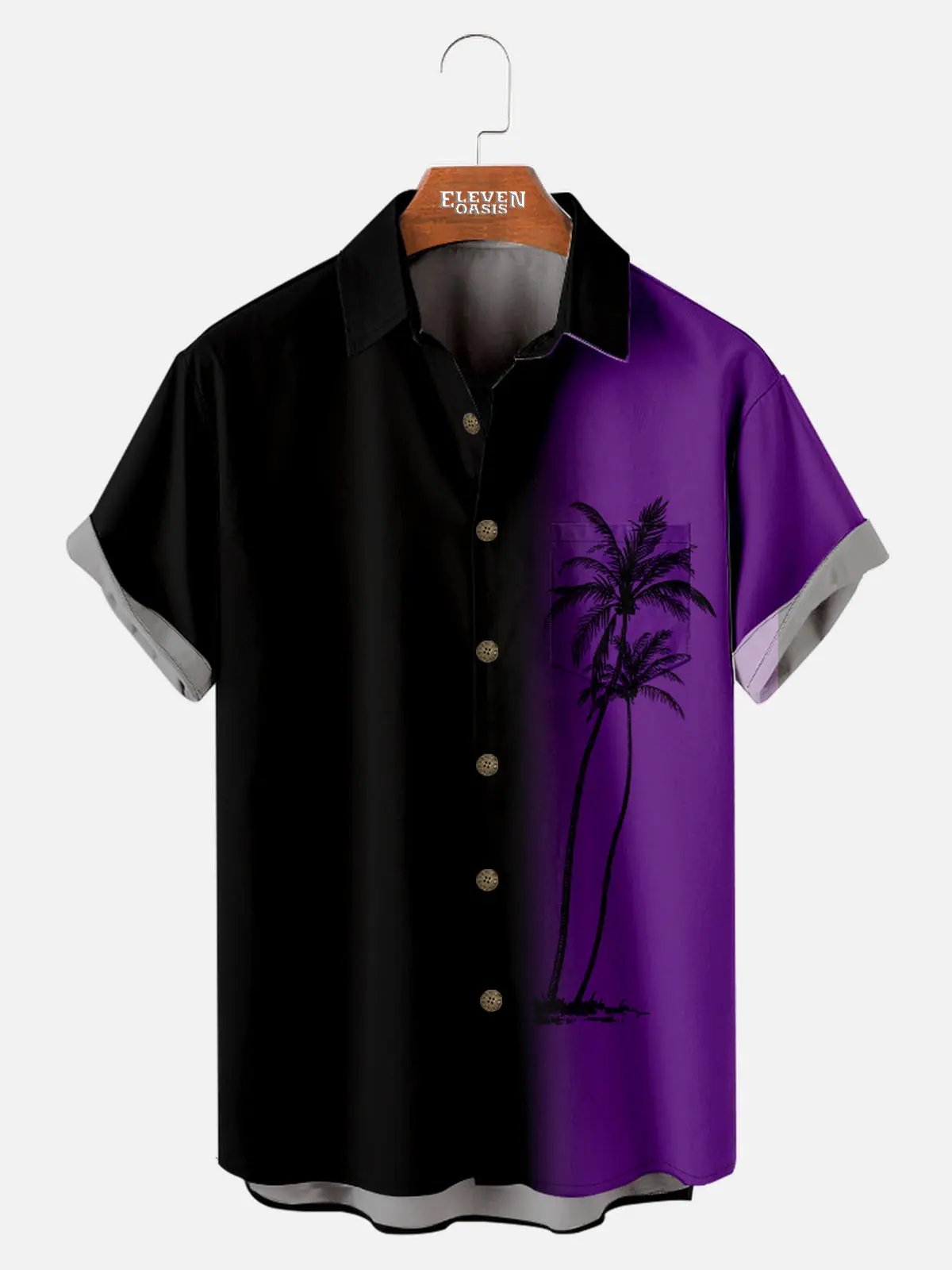 Tall Men's Gradient Palm Tree Hawaiian Short Sleeve Shirt ElevenOasis