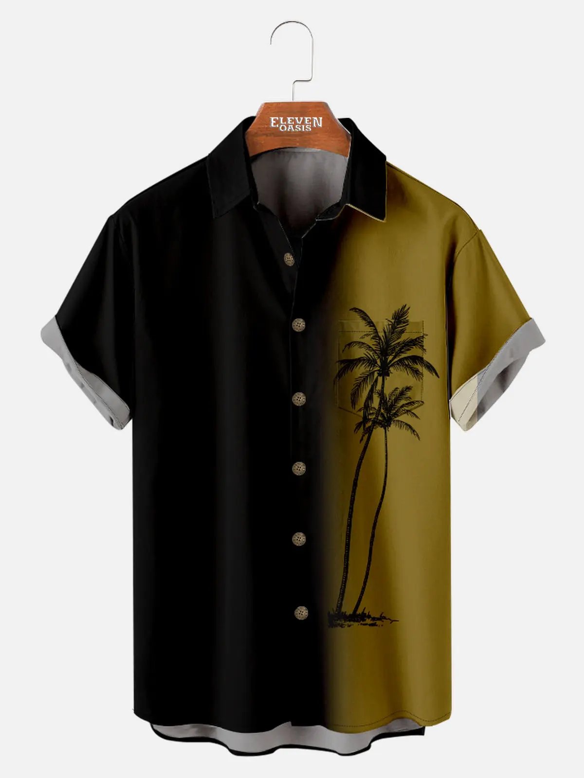 Tall Men's Gradient Palm Tree Hawaiian Short Sleeve Shirt ElevenOasis