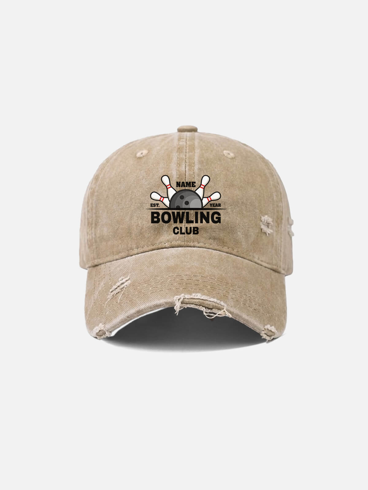 Customizable Bowling Club Distressed Washed Cotton Baseball Cap Eleven Oasis