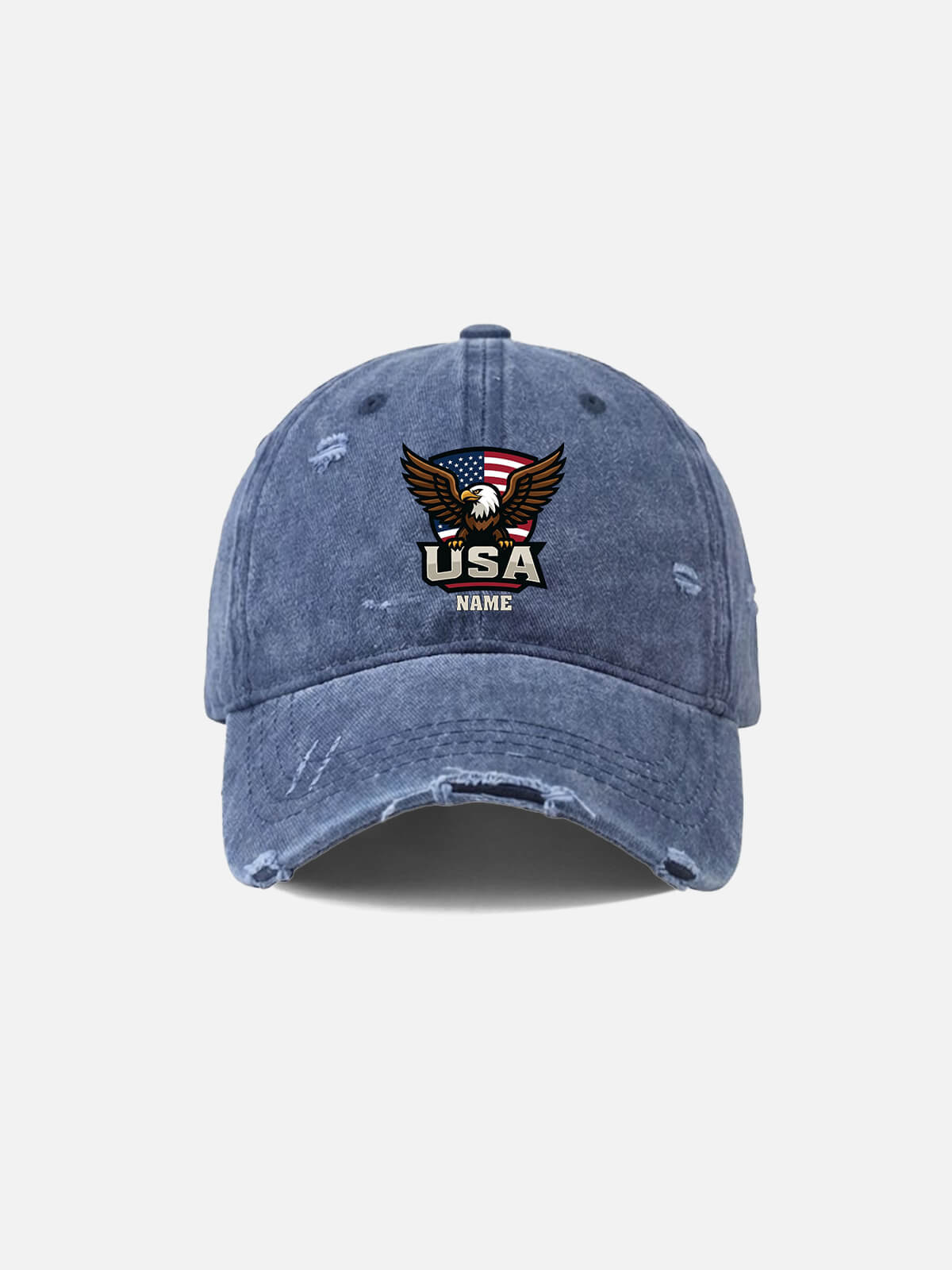 Customizable USA American Eagle Distressed Washed Cotton Baseball Cap Eleven Oasis