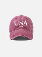 Customizable USA Distressed Washed Cotton Baseball Cap Eleven Oasis
