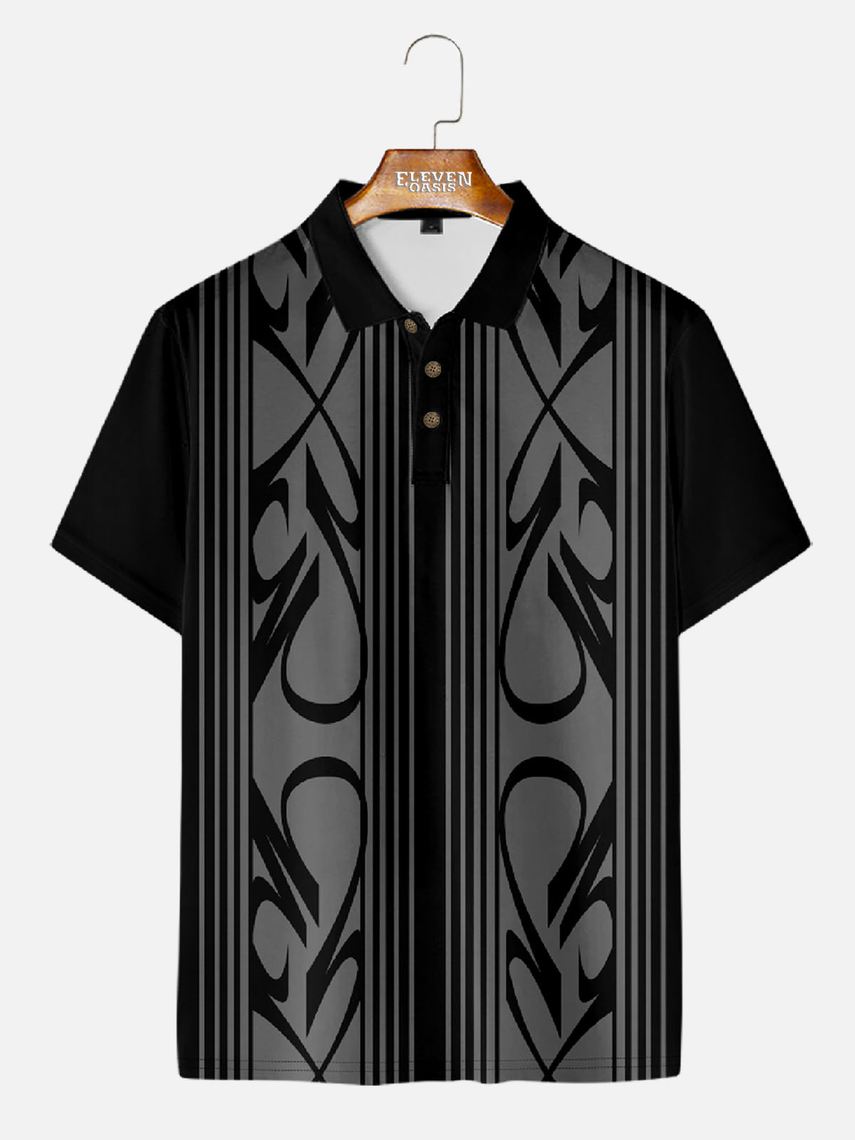 Men's Pinstripe Racing Panel Short Sleeve Polo Shirt ElevenOasis