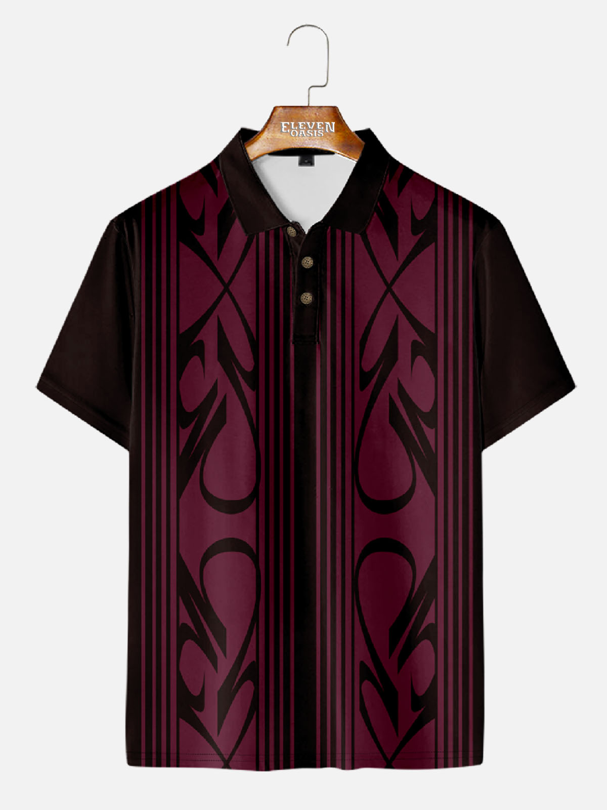 Men's Pinstripe Racing Panel Short Sleeve Polo Shirt ElevenOasis
