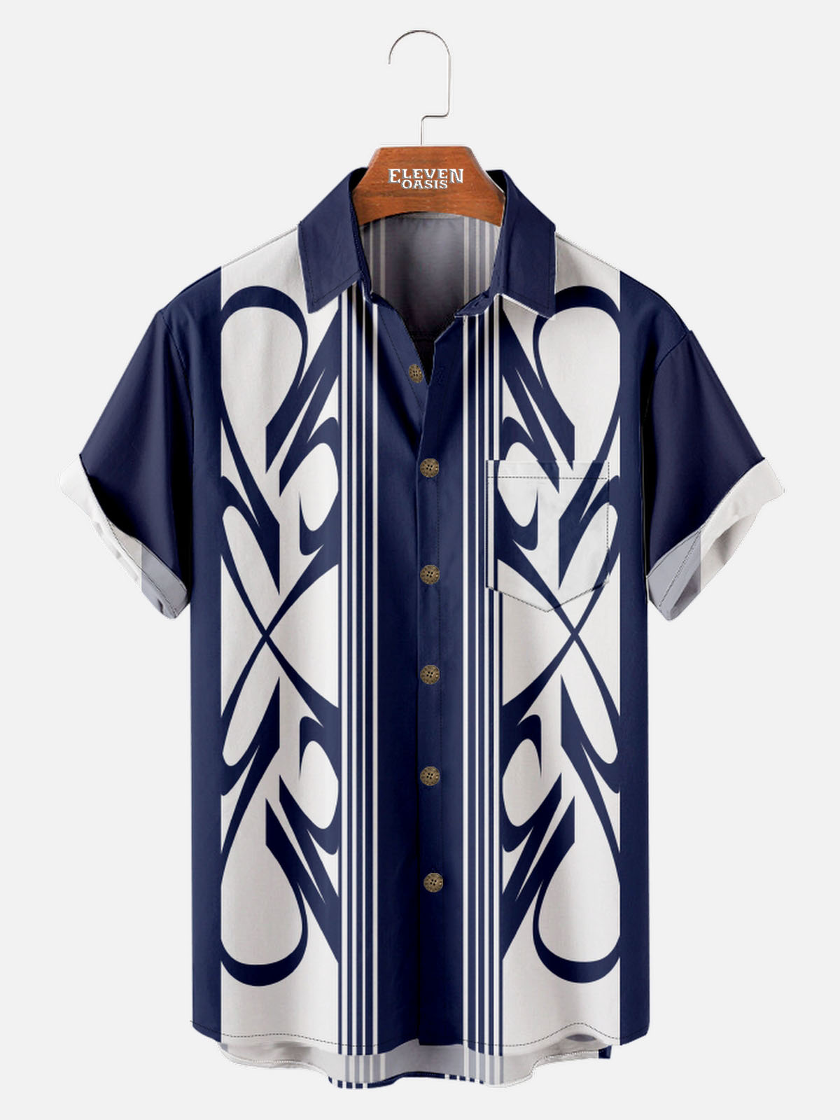 Men's Racing Stripe Geometric Short Sleeve Shirt ElevenOasis
