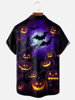 Men's Jack-O'-Lantern Bat Moon Short Sleeve Shirt Eleven Oasis