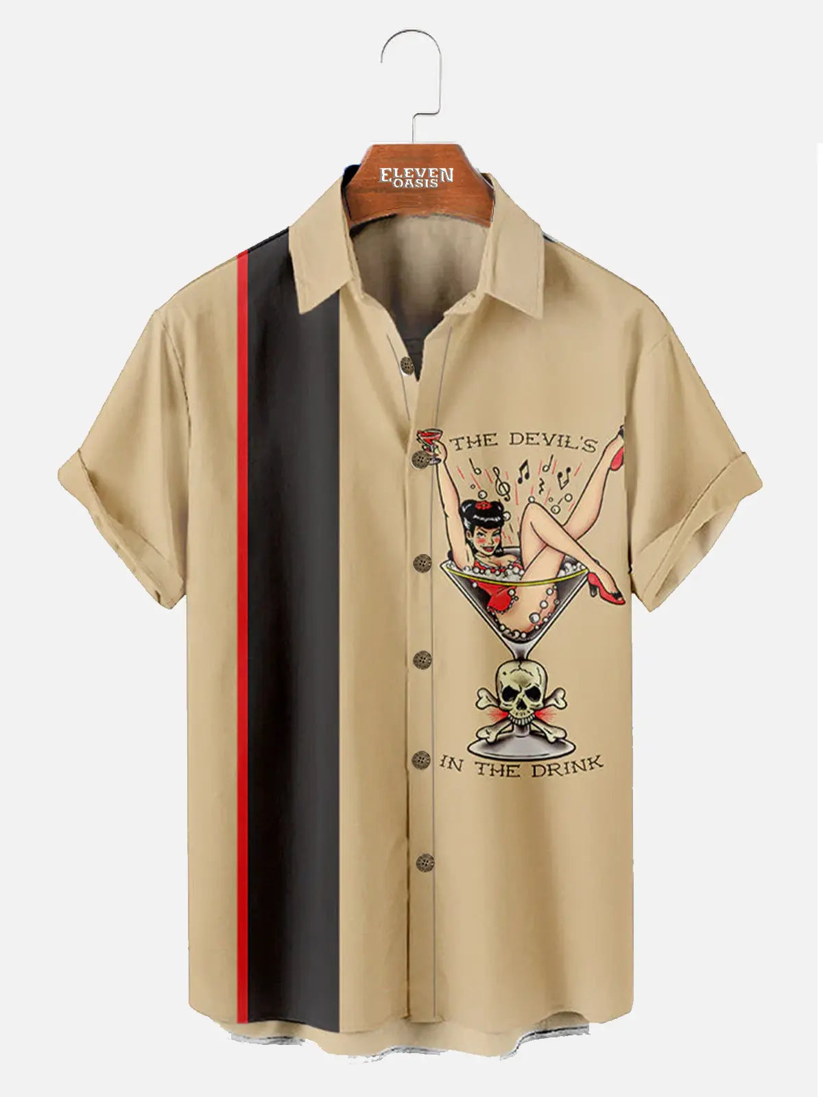 Devil In The Drink Men's Casual Short-Sleeve Shirt Eleven Oasis