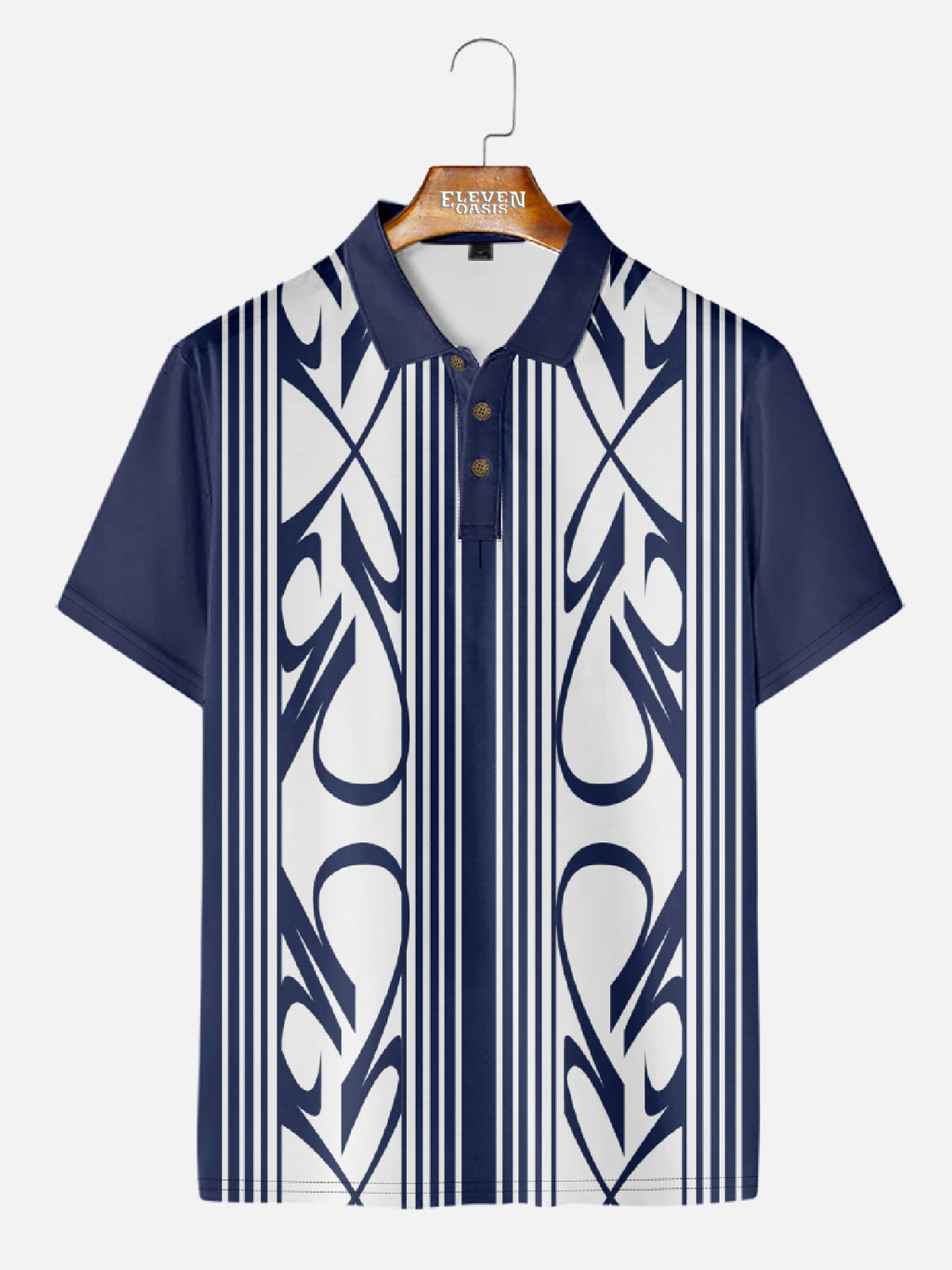 Men's Pinstripe Racing Panel Short Sleeve Polo Shirt ElevenOasis