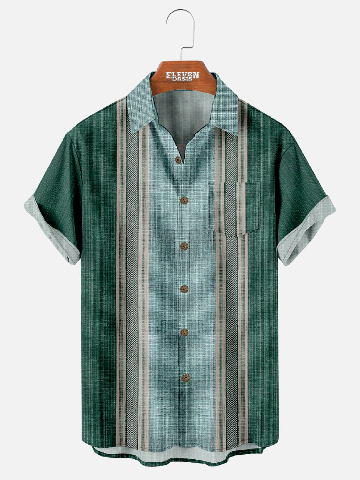 Tall Men's Simple Pattern Striped Every Day Short Sleeve Shirt ElevenOasis