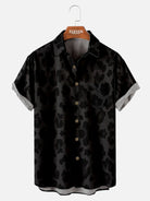 Tall Men's Classic Black Leopard Print Short Sleeve Shirt Eleven Oasis