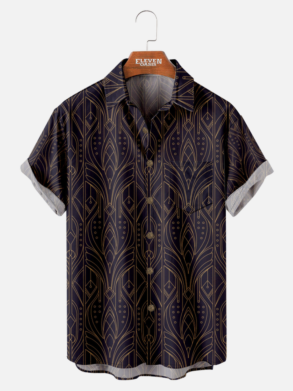 Men's Art Deco Gatsby Pattern Short Sleeve Shirt Eleven Oasis