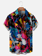 Tall Men's Colorful Paint Blotches and Splatters Short Sleeve Shirt ElevenOasis
